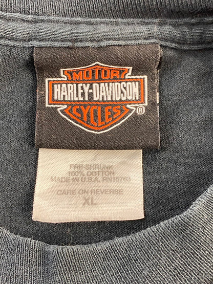 【現状渡し品】【メンズ】 HARLEY DAVIDSON ハーレーダビッドソン 00’S DRAGON LOGO TEE ロゴTシャツ 半袖トップス 146-240917-me-38-min サイズ：XL カラー：ブラック 黒 万代Net店