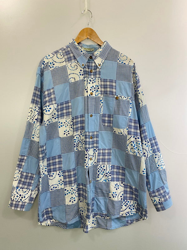 【中古品】【メンズ】 ORVIS オービス 90S PATCH WORK SHIRT パッチワークシャツ トップス 146-250719-ks-25-min サイズ：L カラー：ブルー系 万代Net店