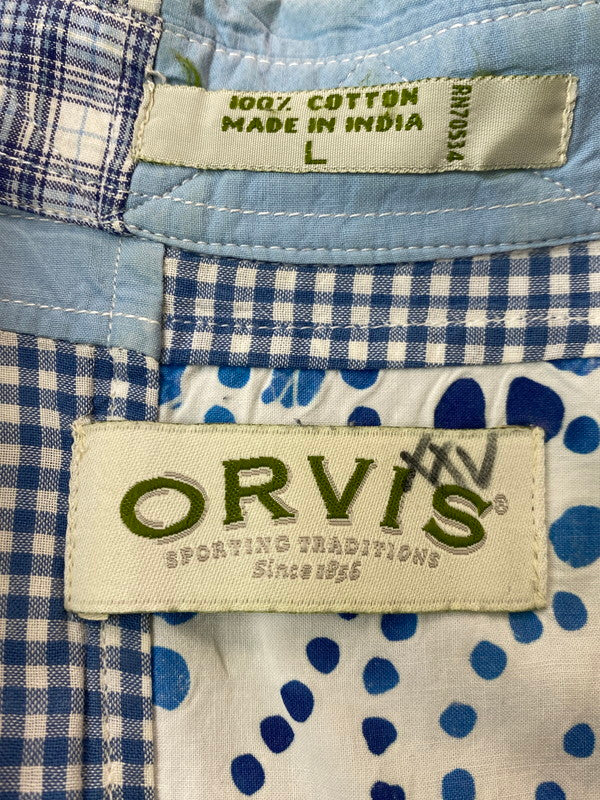 【中古品】【メンズ】 ORVIS オービス 90S PATCH WORK SHIRT パッチワークシャツ トップス 146-250719-ks-25-min サイズ：L カラー：ブルー系 万代Net店