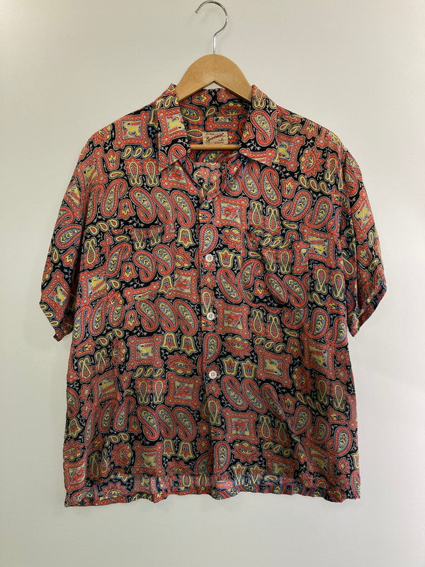 【中古品】【メンズ】  FOR TOWN SPORTWEAR フォー タウン スポーツウェア  50S RAYON HAWAIIAN SHIRT レーヨン ハワイアンシャツ ヴィンテージ メンズ半袖シャツ 146-240913-em-16-min サイズ：Ｌ カラー：レッド/ブラック/イエロー系混色 万代Net店