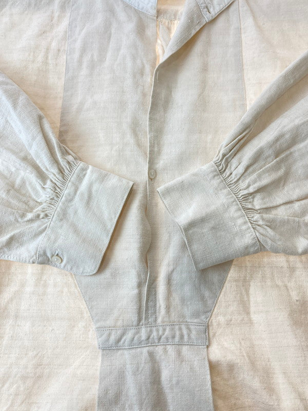 【中古品】【メンズ】 EURO VINTAGE 1900-30's FRENCH LINEN SMOCK ユーロ ヴィンテージ フレンチ リネン スモック 長袖 トップス 146-240917-yn-04-min カラー：アイボリー 万代Net店