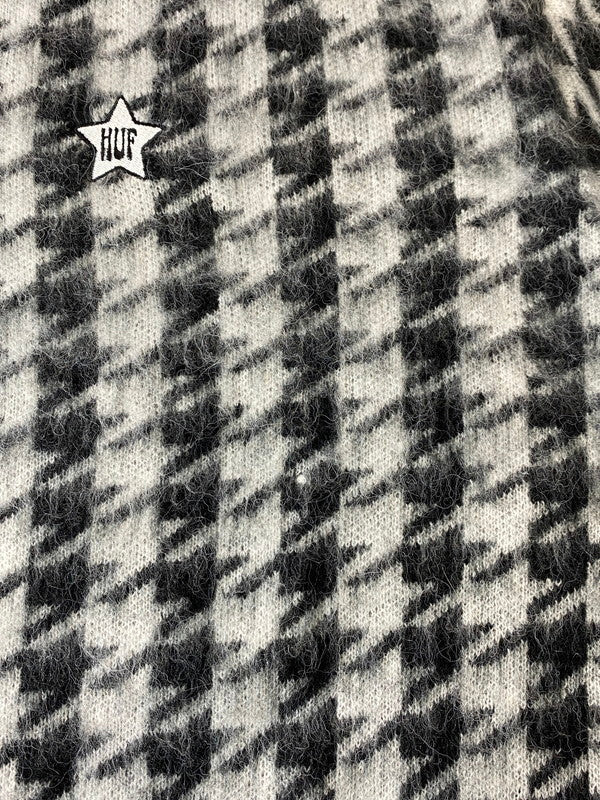 【中古品】【メンズ】 HUF ハフ ONE STAR HOUNDSTOOTH POLO SWEATER 千鳥格子 ポロ セーター トップス 142-240909-me-36-min サイズ：S カラー：ホワイト/ブラック 万代Net店