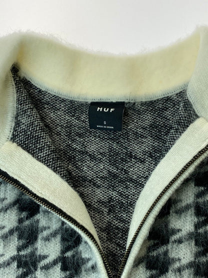 【中古品】【メンズ】 HUF ハフ ONE STAR HOUNDSTOOTH POLO SWEATER 千鳥格子 ポロ セーター トップス 142-240909-me-36-min サイズ：S カラー：ホワイト/ブラック 万代Net店