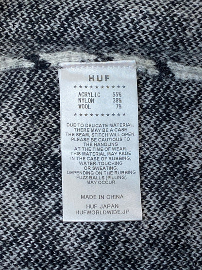 【中古品】【メンズ】 HUF ハフ ONE STAR HOUNDSTOOTH POLO SWEATER 千鳥格子 ポロ セーター トップス 142-240909-me-36-min サイズ：S カラー：ホワイト/ブラック 万代Net店