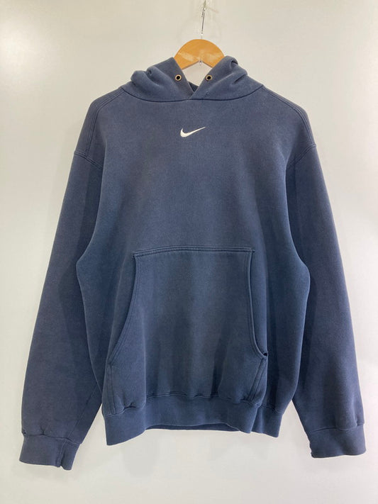 【中古品】NIKE ナイキ 90S CENTER LOGO HOODIE プルオーバーパーカー 146-240911-ab-28-min サイズ：S カラー：ネイビー系 万代Net店