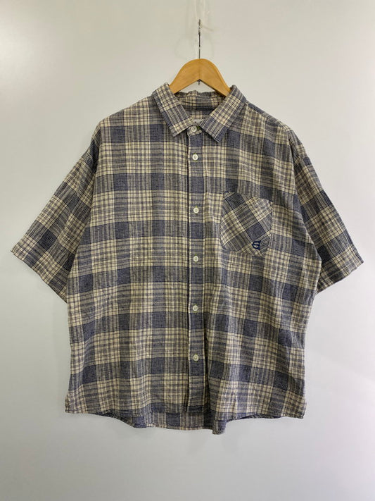 【中古品】【メンズ】  EVISEN SKATEBOARDS エビセン スケートボード WILLIAM CHECK SHIRT チェック シャツ 半袖トップス 142-240917-me-12-min サイズ：m カラー：ブルー系 万代Net店