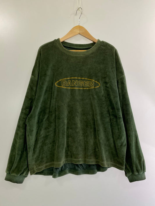 【現状渡し品】【メンズ】  TIGHTBOOTH タイトブース ×BLACK EYE PATCH VELOUR ブラックアイパッチ L S TEE ベロア ロングスリーブ 長袖Tシャツ トップス 142-240917-me-03-min サイズ：M カラー：グリーン 緑 万代Net店