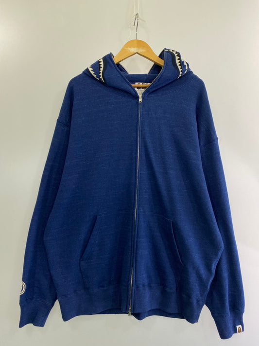 【中古品】【メンズ】 A BATHING APE アベイシングエイプ 001ZPJ801058I 23FW SHARK HOODIE "INDIGO" シャークフード パーカー 142-240917-me-08-min サイズ：XL カラー：ブルー 万代Net店