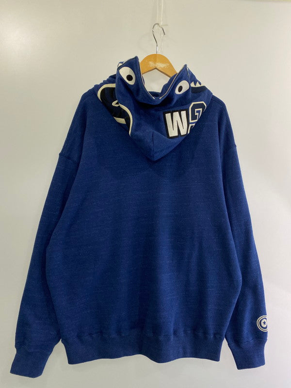 【中古品】【メンズ】 A BATHING APE アベイシングエイプ 001ZPJ801058I 23FW SHARK HOODIE "INDIGO" シャークフード パーカー 142-240917-me-08-min サイズ：XL カラー：ブルー 万代Net店