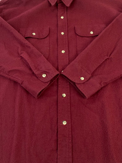 【中古品】【メンズ】 FIVE BROTHER ファイブブラザー 70S 80S LOT3702-BRG USA製 LS SHIRT シャツ トップス 146-260110-zi-17-min サイズ：3XL カラー：ワインレッド 万代Net店