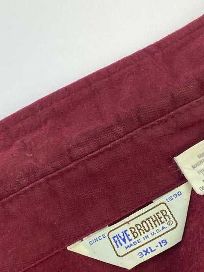 【中古品】【メンズ】 FIVE BROTHER ファイブブラザー 70S 80S LOT3702-BRG USA製 LS SHIRT シャツ トップス 146-260110-zi-17-min サイズ：3XL カラー：ワインレッド 万代Net店