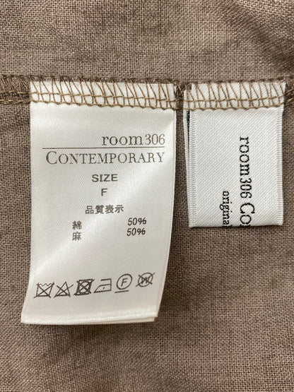 【中古品】【レディース】  ROOM306 CONTEMPORARY ルームサンマルロクコンテンポラリー リネン ノースリーブ ＆ パンツ セットアップ 170-241122-ks-04-min サイズ：トップスF パンツS カラー：ブラウン 万代Net店