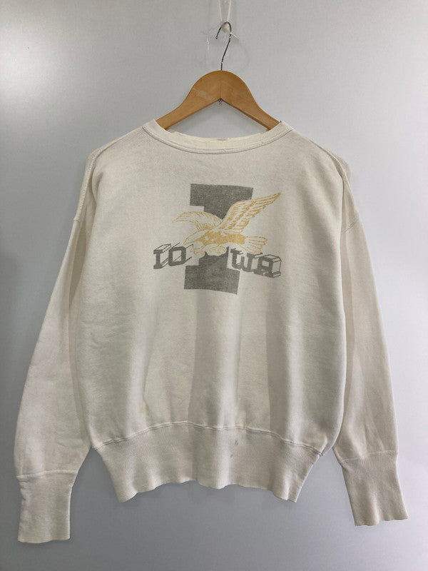 【現状渡し品】【メンズ】  VINTAGE ヴィンテージ 40S SWEAT SHIRTIOWA 染み込み 長リブ セットインスリーブ 2本針 カレッジロゴスウェットシャツ 146-240917-ks-16-min サイズ：サイズ不明 カラー：ホワイト 万代Net店