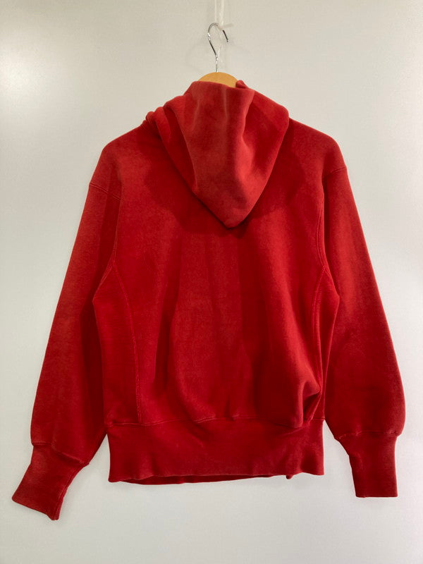 【中古品】【メンズ】 Champion チャンピオン REVERSE WEAVE 青単色タグ前期 70S MANLIUS PEBBLE HILL 三段プリント フーデッドスウェットシャツ トップス 146-240917-ks-18-min サイズ：S カラー：レッド 万代Net店