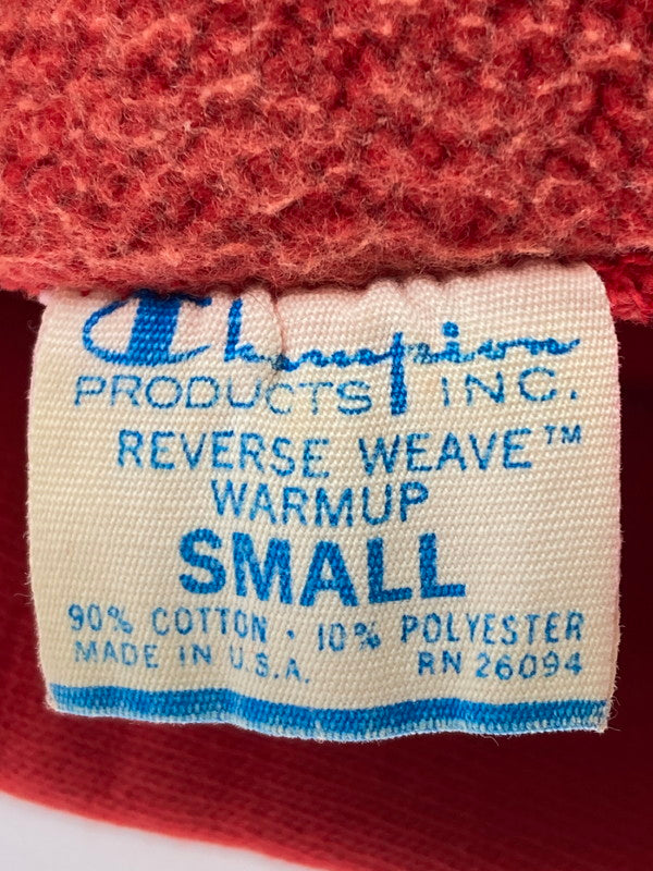 【中古品】【メンズ】 Champion チャンピオン REVERSE WEAVE 青単色タグ前期 70S MANLIUS PEBBLE HILL 三段プリント フーデッドスウェットシャツ トップス 146-240917-ks-18-min サイズ：S カラー：レッド 万代Net店