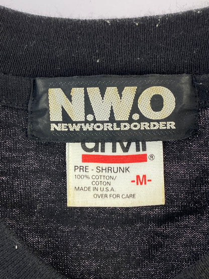 【中古品】【メンズ】  N.W.O NEWWORLDORDER ニューワールドオーダー 90S ANVILボディ RUIN NWO PRINTED T-SHIRT 90年代 プリント Tシャツ トップス 146-240919-jt-14-min サイズ：M カラー：ブラック 万代Net店