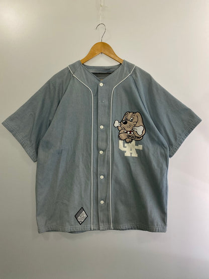 【中古品】【メンズ】  GALFY DENIM BASEBALL S/S SHIRT 122086 ガルフィー デニム ベースボール ショートスリーブ シャツ 半袖 トップス 142-241002-yn-09-min サイズ：中型犬（L） カラー：ライトブルー 万代Net店