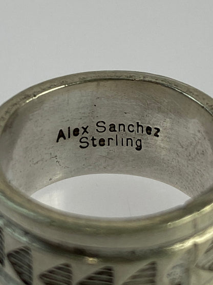 【中古品】【メンズ】  ナバホ族 ALEX SANCHEZ STERLING RING リング 指輪 193-241004-ab-11-min サイズ：日本規格-19号(お直し跡あり) カラー：シルバー 万代Net店