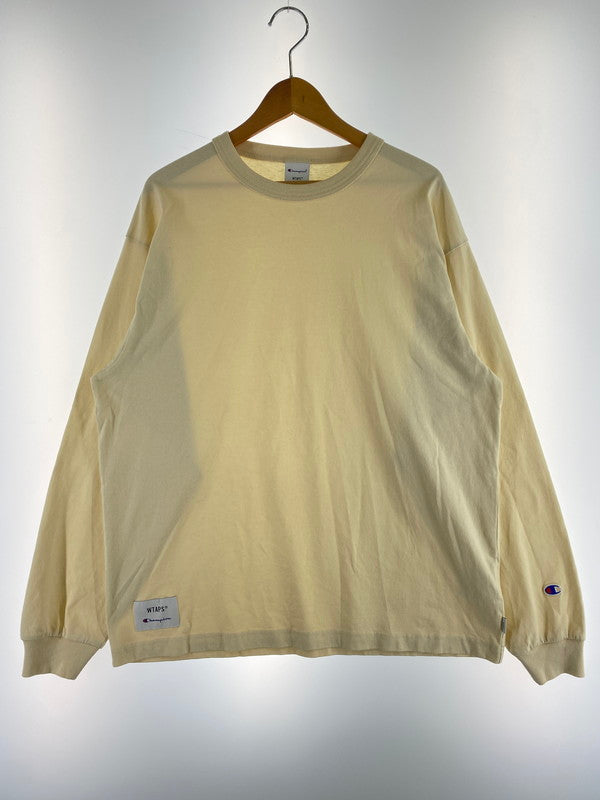 【中古品】【メンズ】 WTAPS ダブルタップス × CHAMPION チャンピオン C8-U421 21AW LS TEE 長袖Tシャツ トップス 142-240923-me-03-min サイズ：M カラー：ベージュ 万代Net店