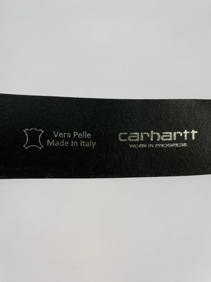 【現状渡し品】【メンズ】  CARHARTT WIP カーハート ダブリューアイピー イタリア製 SUEDE BELT スエードレザーベルト　 205-241004-ab-13-min サイズ：M 90cm カラー：ブラック 万代Net店