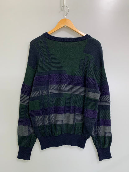 【中古品】【メンズ】 ALEXIS アレクシス 80-90S 3D KNIT SWEATER ヴィンテージ ニット セーター 146-260416-AS-23-min サイズ：L カラー：グリーン/ネイビー 万代Net店