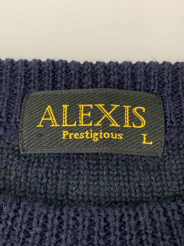【中古品】【メンズ】 ALEXIS アレクシス 80-90S 3D KNIT SWEATER ヴィンテージ ニット セーター 146-260416-AS-23-min サイズ：L カラー：グリーン/ネイビー 万代Net店