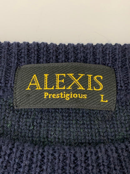【中古品】【メンズ】 ALEXIS アレクシス 80-90S 3D KNIT SWEATER ヴィンテージ ニット セーター 146-260416-AS-23-min サイズ：L カラー：グリーン/ネイビー 万代Net店