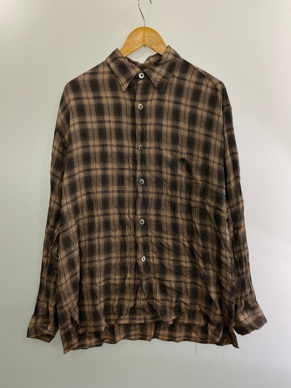 【中古品】【メンズ】  GILLIO 90's OMBRE CHECK SHIRT オンブレチェック ロングスリーブシャツ 長袖シャツ トップス 146-240925-yn-04-min サイズ：XL カラー：ブラック/ベージュ系 万代Net店