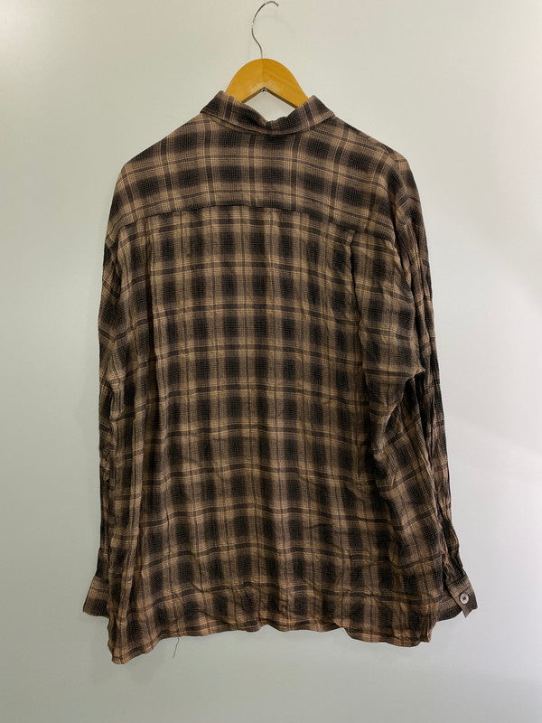 【中古品】【メンズ】  GILLIO 90's OMBRE CHECK SHIRT オンブレチェック ロングスリーブシャツ 長袖シャツ トップス 146-240925-yn-04-min サイズ：XL カラー：ブラック/ベージュ系 万代Net店