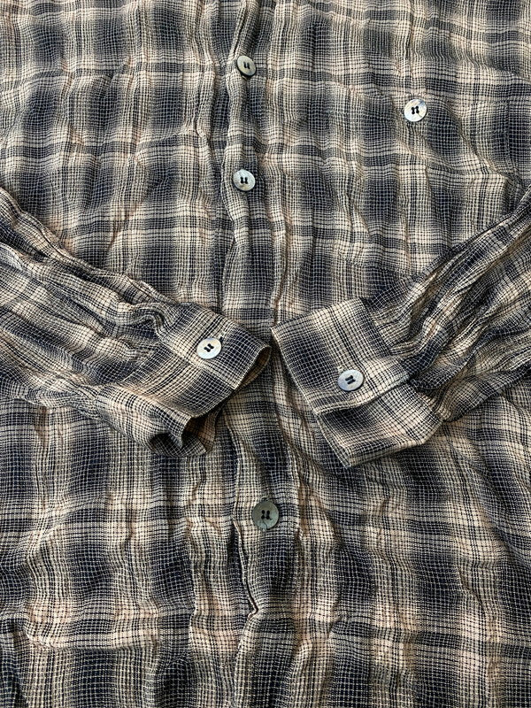 【中古品】【メンズ】  GILLIO 90's OMBRE CHECK SHIRT オンブレチェック ロングスリーブシャツ 長袖シャツ トップス 146-240925-yn-04-min サイズ：XL カラー：ブラック/ベージュ系 万代Net店