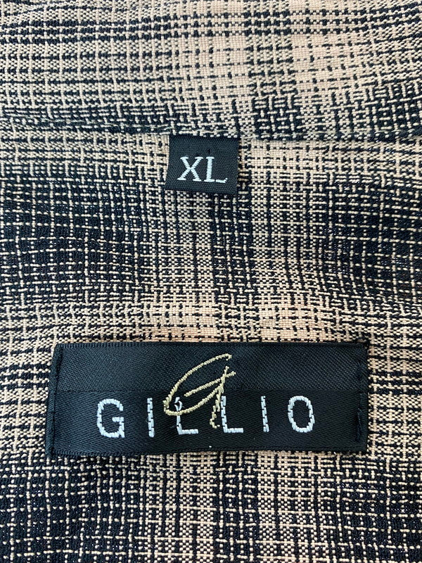 【中古品】【メンズ】  GILLIO 90's OMBRE CHECK SHIRT オンブレチェック ロングスリーブシャツ 長袖シャツ トップス 146-240925-yn-04-min サイズ：XL カラー：ブラック/ベージュ系 万代Net店