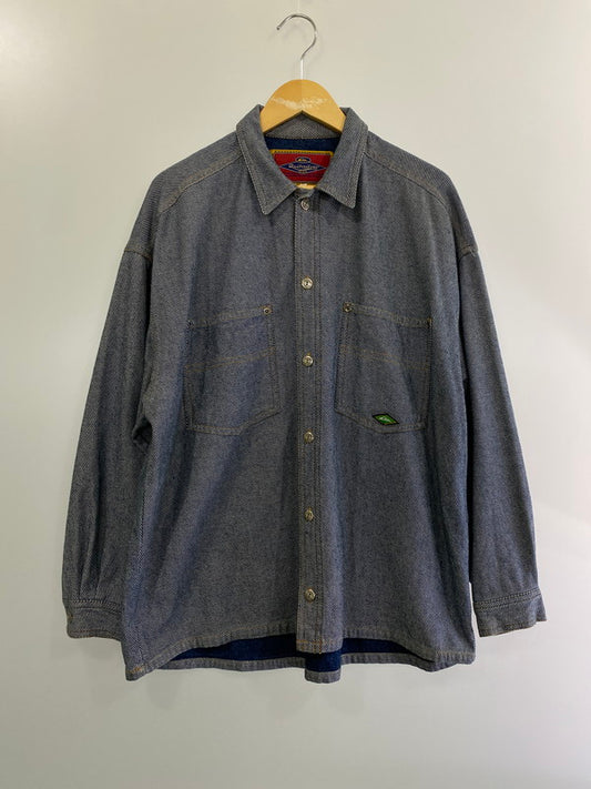 【中古品】【メンズ】 Quiksilver クイックシルバー 90's SALT WATER DENIM SHIRT JACKET シャツジャケット 長袖 トップス 146-240925-yn-06-min サイズ：M カラー：ネイビー 万代Net店