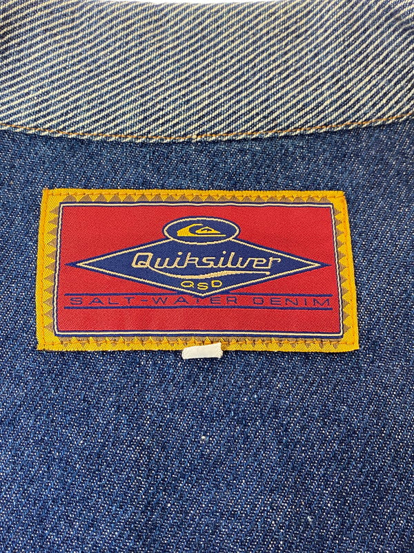 【中古品】【メンズ】 Quiksilver クイックシルバー 90's SALT WATER DENIM SHIRT JACKET シャツジャケット 長袖 トップス 146-240925-yn-06-min サイズ：M カラー：ネイビー 万代Net店