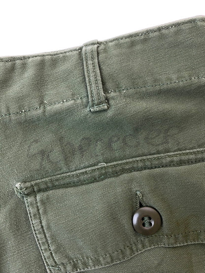 【中古品】【メンズ】 U.S.ARMY ユーエスアーミー CONTRACT.9182 60-70S REMAKE COTTON SATEEN BAKER PANTS ボトムス 157-240925-AS-38-min サイズ：サイズ 30×33 カラー：オリーブ 万代Net店