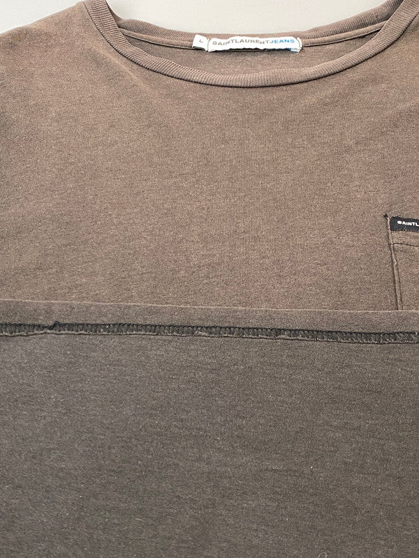 【中古品】【メンズ】 SAINTLAURENT JEANS サンローラン ジーンズ POCKET TEE ポケット ティー UK SG-11685 メンズ 半袖 Tシャツ ショートスリーブ 141-260704-hu-31-min サイズ：L カラー：ダークグレー系 万代Net店