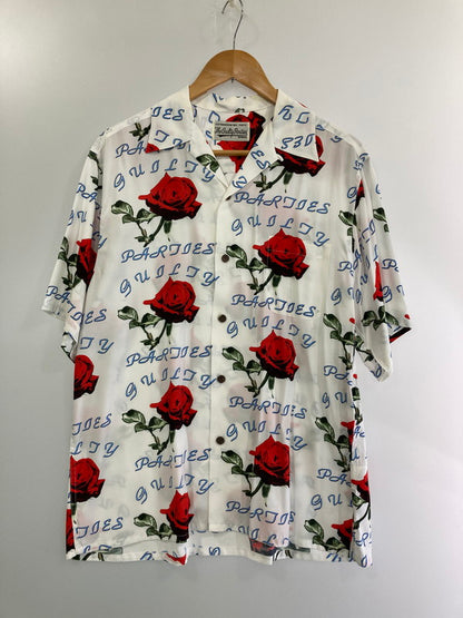 【中古品】【メンズ】 WACKO MARIA ワコマリア 22SS-WMS-HI 04 HAWAIIAN SHIRT S S TYPE-4 ハワイアンシャツ 半袖トップス バラ柄 142-240924-me-08-min サイズ：M カラー：ホワイト 万代Net店