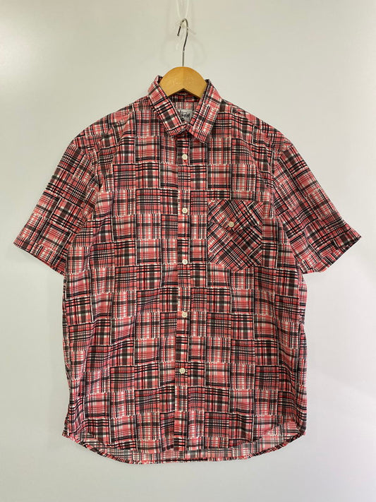 【中古品】【メンズ】  OLD STUSSY 90's S/S PRINTED CHECK SHIRT ショートスリーブ チェックシャツ 半袖シャツ トップス 142-240927-yn-13-min サイズ：S カラー：レッド系 万代Net店