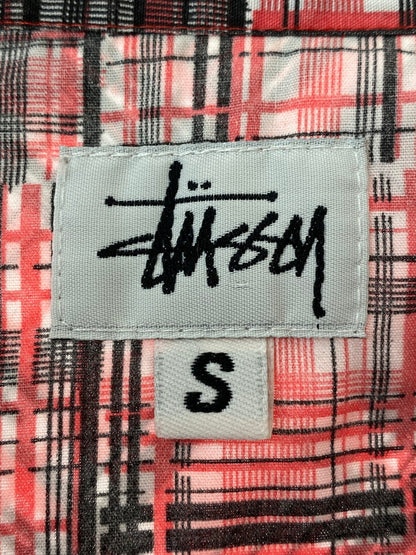 【中古品】【メンズ】  OLD STUSSY 90's S/S PRINTED CHECK SHIRT ショートスリーブ チェックシャツ 半袖シャツ トップス 142-240927-yn-13-min サイズ：S カラー：レッド系 万代Net店