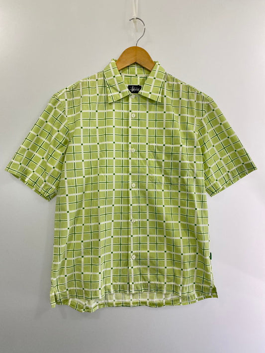 【中古品】【メンズ】  OLD STUSSY 90's S/S CHECK SHIRT オールドステューシー ショートスリーブ チェックシャツ 半袖シャツ トップス 142-240927-yn-12-min サイズ：S カラー：ライトグリーン 万代Net店