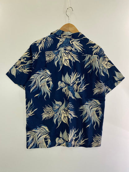 【中古品】【メンズ】  DUKE KAHANAMOKU INDIGO SACRED GARDEN HAWAIIAN SHIRT DK37483 デューク カハナモク ハワイアンシャツ アロハシャツ 半袖シャツ トップス 145-240927-yn-19-min サイズ：S カラー：ネイビー 万代Net店