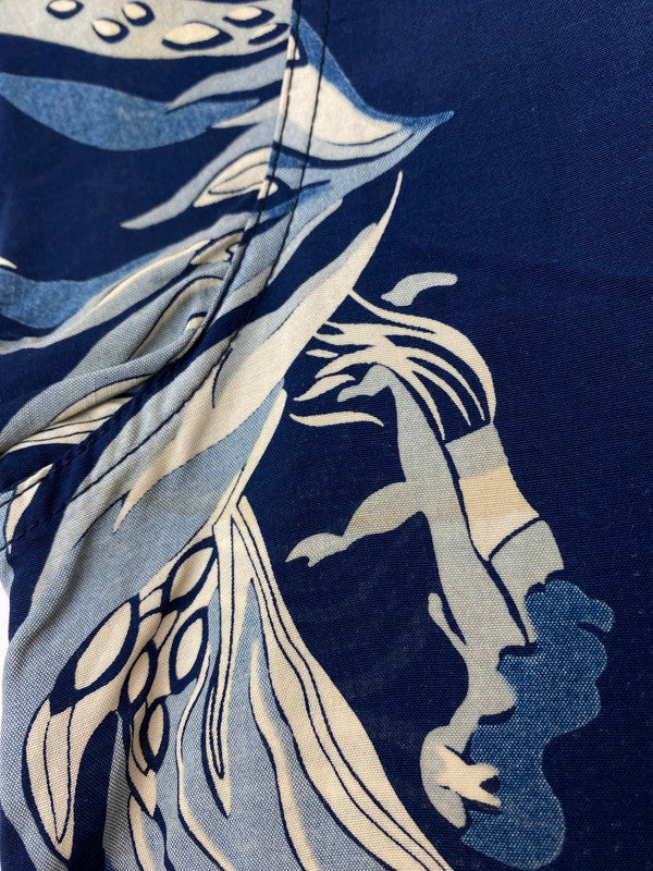 【中古品】【メンズ】  DUKE KAHANAMOKU INDIGO SACRED GARDEN HAWAIIAN SHIRT DK37483 デューク カハナモク ハワイアンシャツ アロハシャツ 半袖シャツ トップス 145-240927-yn-19-min サイズ：S カラー：ネイビー 万代Net店