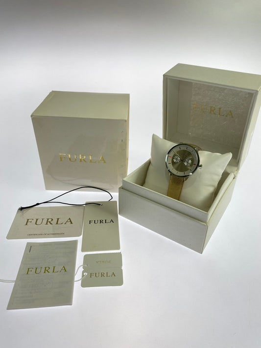 【中古美品】【メンズ/レディース】 Furla フルラ R4251102555 ” METROPOLIS” クオーツ腕時計 198-241204-AS-67-min カラー：シャンパン系 シルバー文字盤 万代Net店