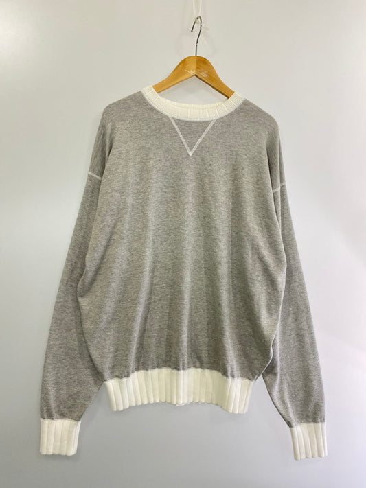 【中古品】【メンズ】  HERILL SUVINCOTTON SWEATSHIRTS 23-080-HL8050-1 ヘリル スヴィンコットン スウェットシャツ トレーナー トップス 141-240927-yn-11-min サイズ：3 カラー：グレー/ホワイト 万代Net店