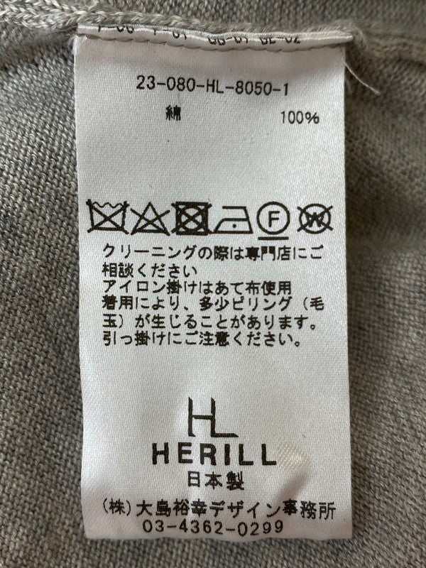 【中古品】【メンズ】  HERILL SUVINCOTTON SWEATSHIRTS 23-080-HL8050-1 ヘリル スヴィンコットン スウェットシャツ トレーナー トップス 141-240927-yn-11-min サイズ：3 カラー：グレー/ホワイト 万代Net店