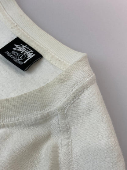 【中古品】【メンズ】 STUSSY ステューシー SLEEVE LOGO L/S TEE スリーブロゴ 長袖Tシャツ トップス 146-250104-me-13-min サイズ：L カラー：ホワイト 万代Net店