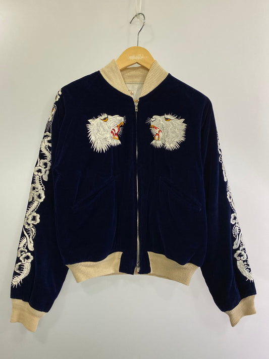【中古品】【メンズ】 VINTAGE 50S 白虎×龍×日本地図 REVERSIBLE SOUVENIR JACKET スカジャン アウター 146-240930-AS-10-min サイズ：S カラー：ネイビー 万代Net店