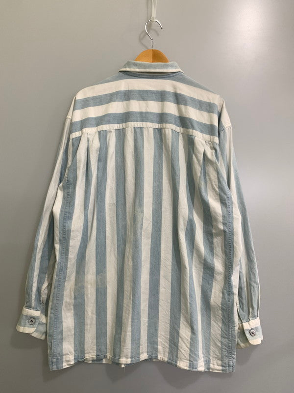 【中古品】【メンズ】 ISSEY MIYAKE イッセイミヤケ STRIPE SHIRT ストライプシャツ 長袖トップス 140-241001-me-04-min サイズ：記載なし カラー：ホワイト/ブルー 万代Net店