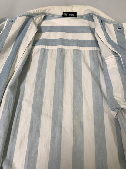 【中古品】【メンズ】 ISSEY MIYAKE イッセイミヤケ STRIPE SHIRT ストライプシャツ 長袖トップス 140-241001-me-04-min サイズ：記載なし カラー：ホワイト/ブルー 万代Net店