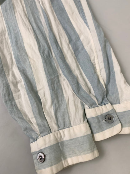 【中古品】【メンズ】 ISSEY MIYAKE イッセイミヤケ STRIPE SHIRT ストライプシャツ 長袖トップス 140-241001-me-04-min サイズ：記載なし カラー：ホワイト/ブルー 万代Net店