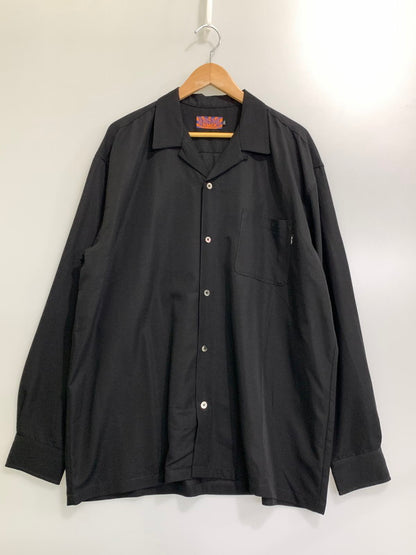 【中古品】【メンズ】  BUDSPOOL バッズプール 23AW LOGO L S OPEN COLLAR SHIRT BLACK オープンカラー シャツ 長袖トップス 142-241001-me-12-min サイズ：XL カラー：ブラック 黒 万代Net店